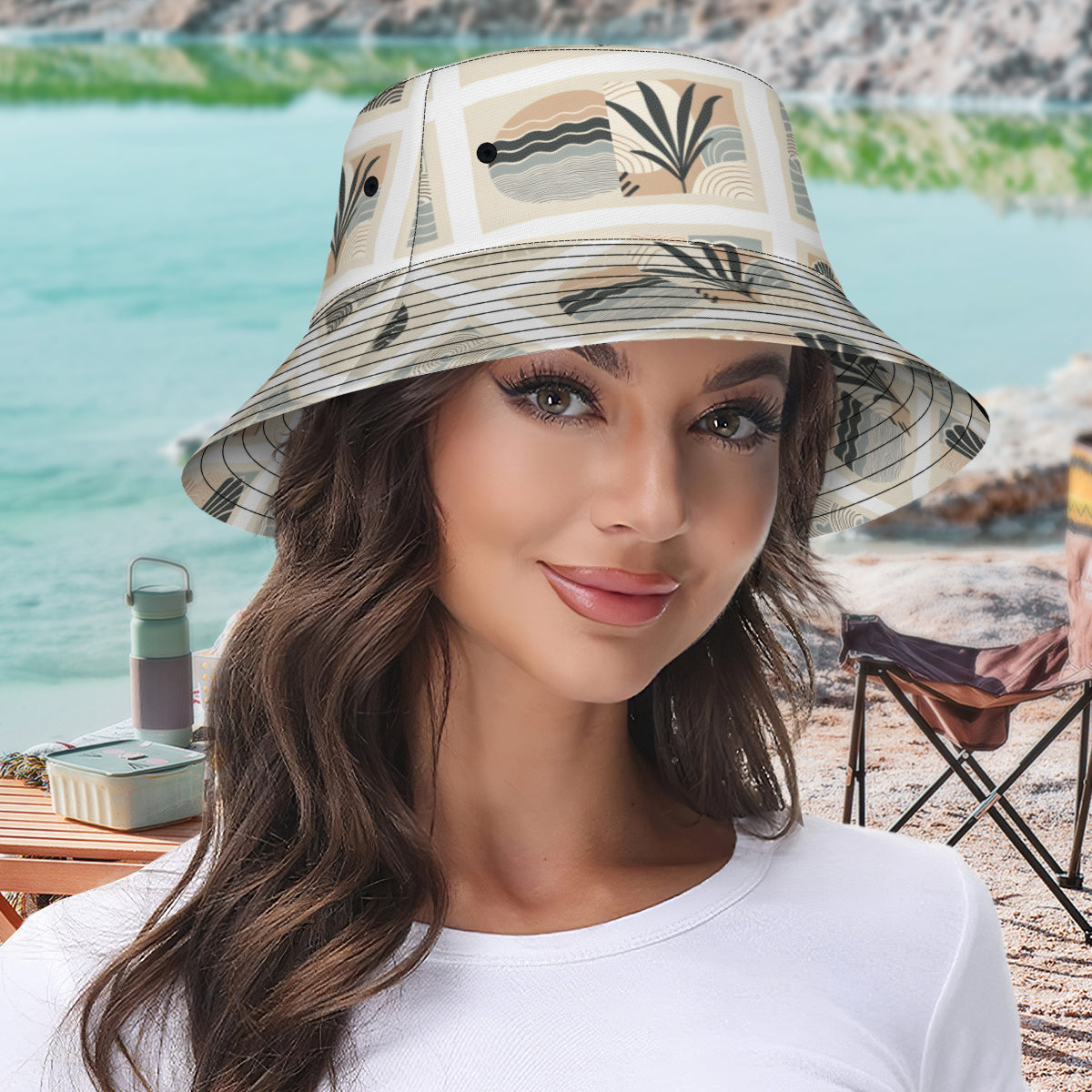 Tropical Minimalistic Double-Sided Unisex Polyester Bucket Hat