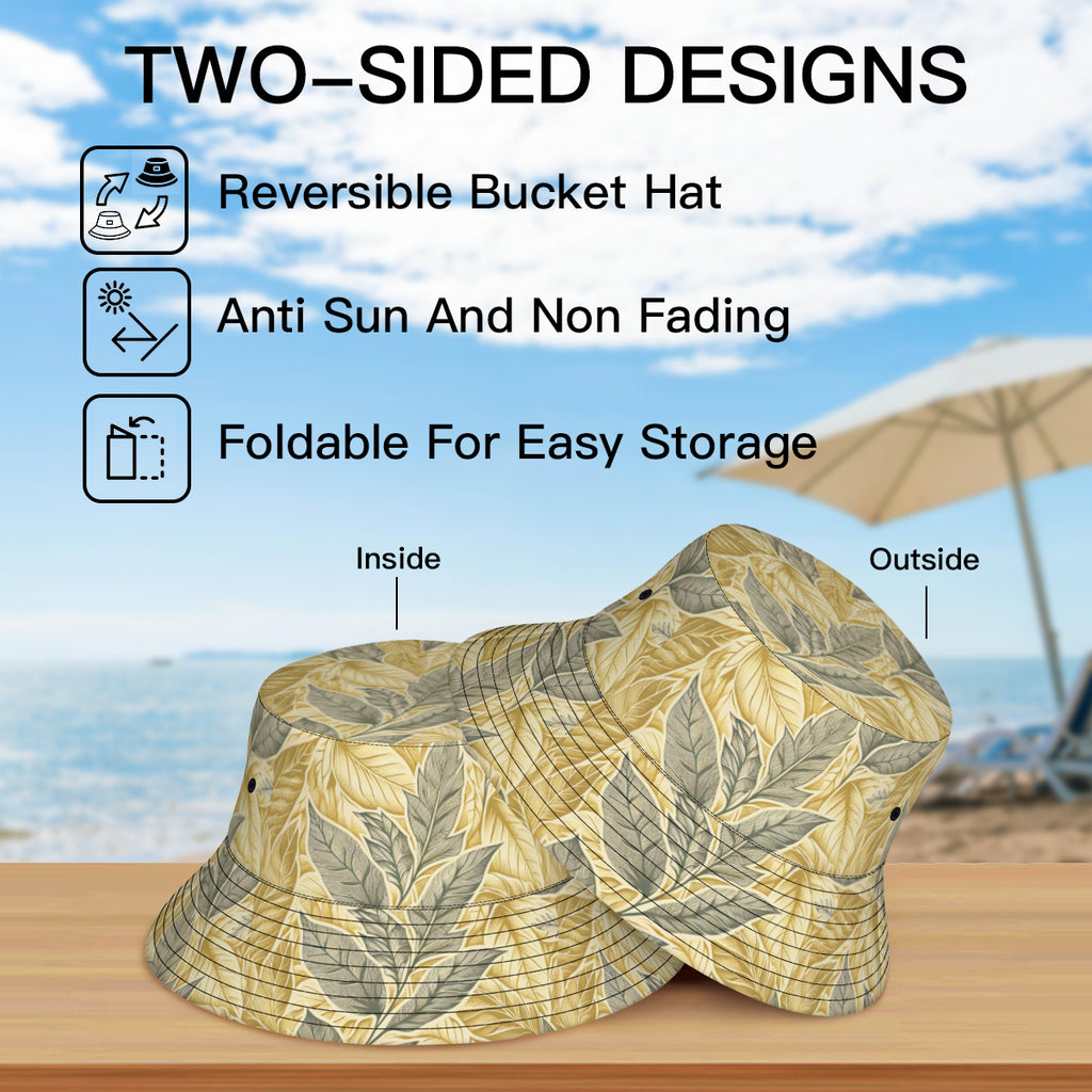 Golden Leaves Double-Sided Unisex Polyester Bucket Hat
