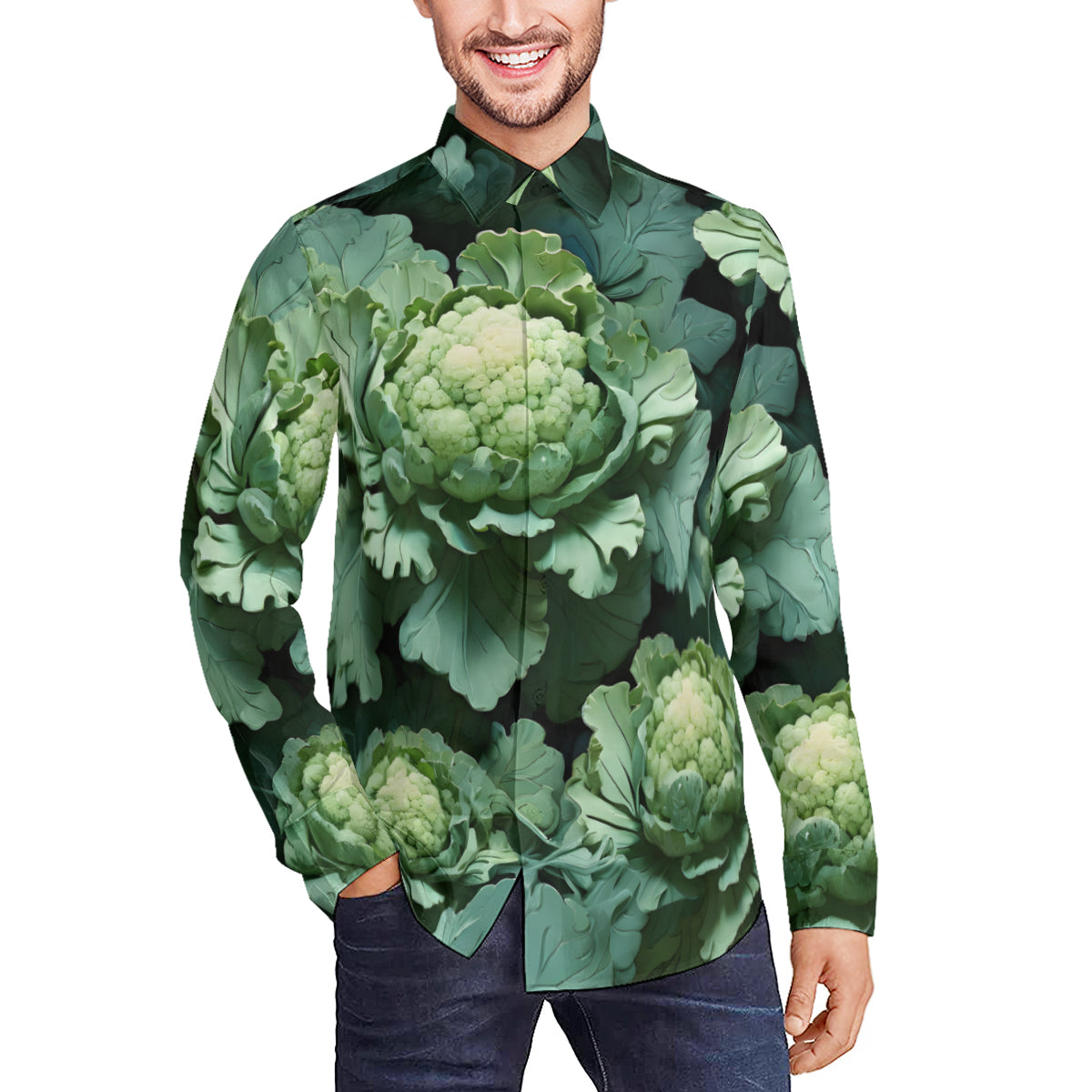Brocoli Men's Classic Long-Sleeved Shirt | Polyester