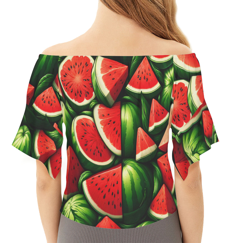 Watermelon Slices One-Shoulder Tie Short Sleeves