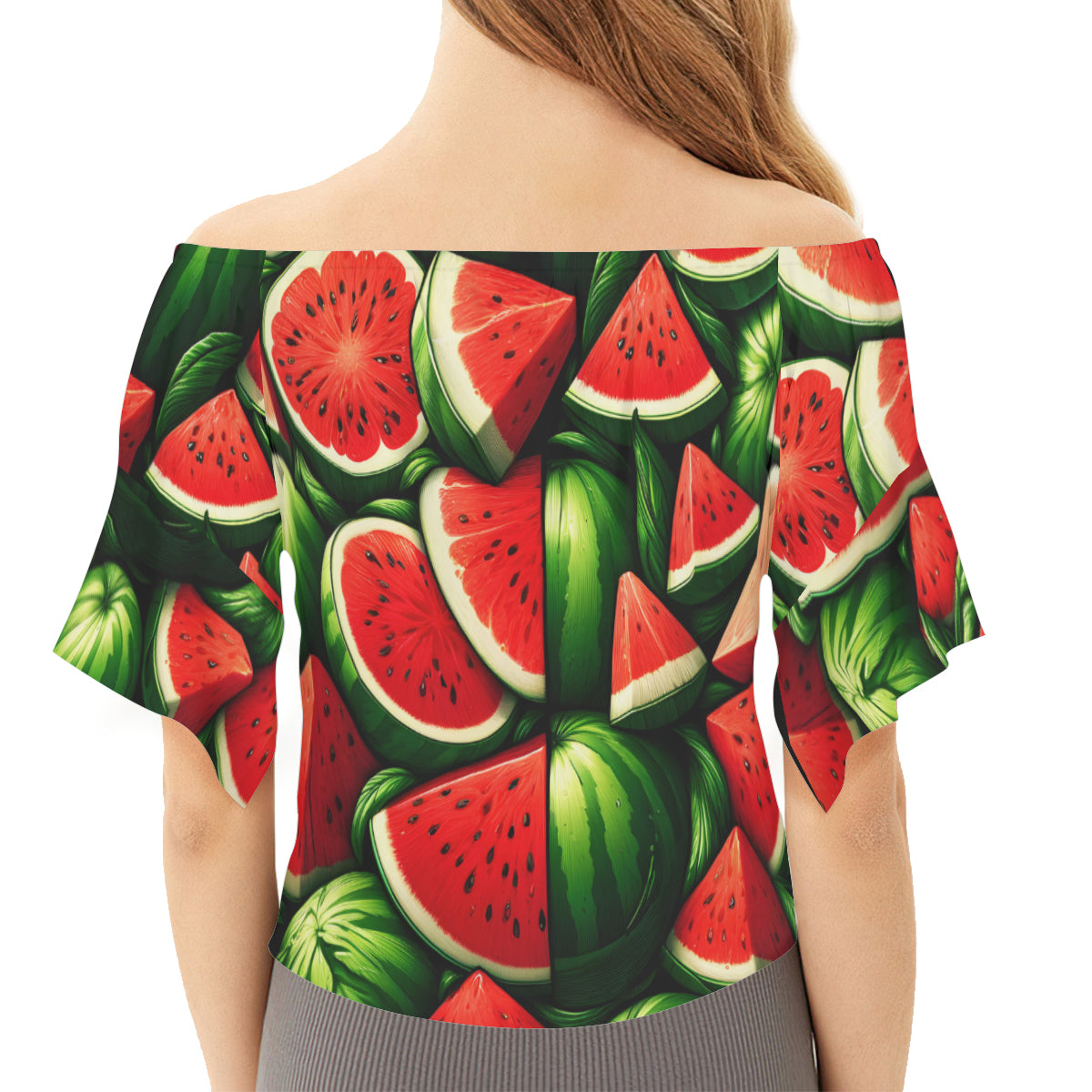 Watermelon Slices One-Shoulder Tie Short Sleeves