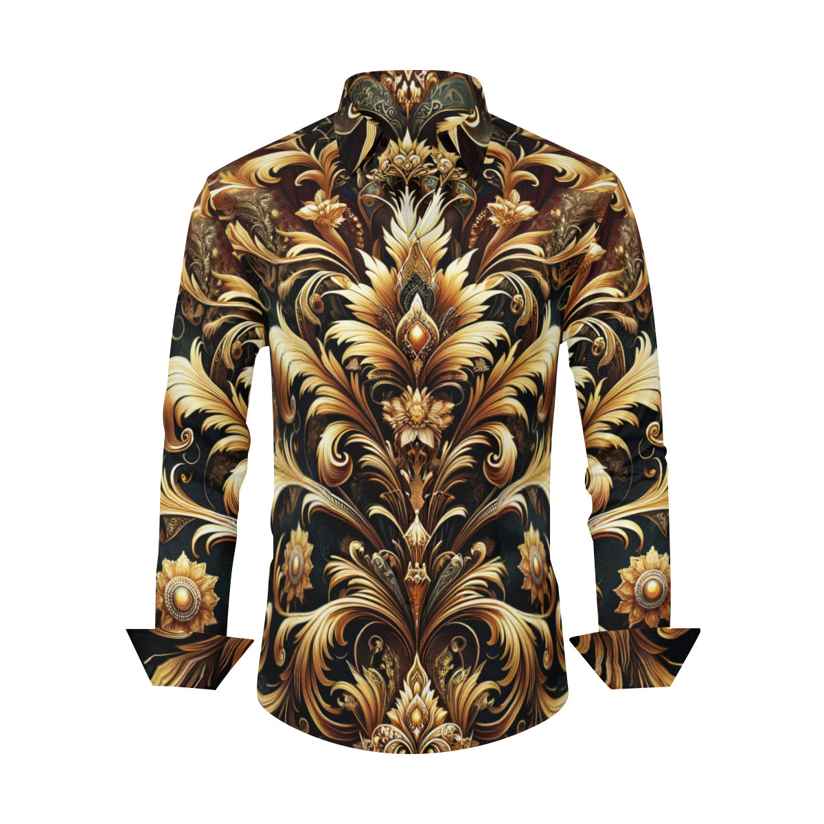 Elegant Golden  Long Sleeves Men's Shirt