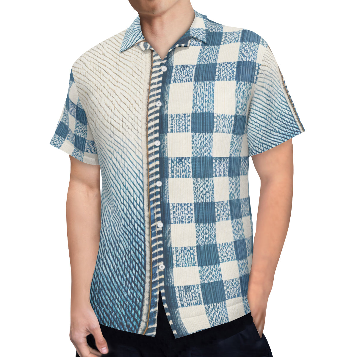 Denim Design Short Sleeves Men's Shirt