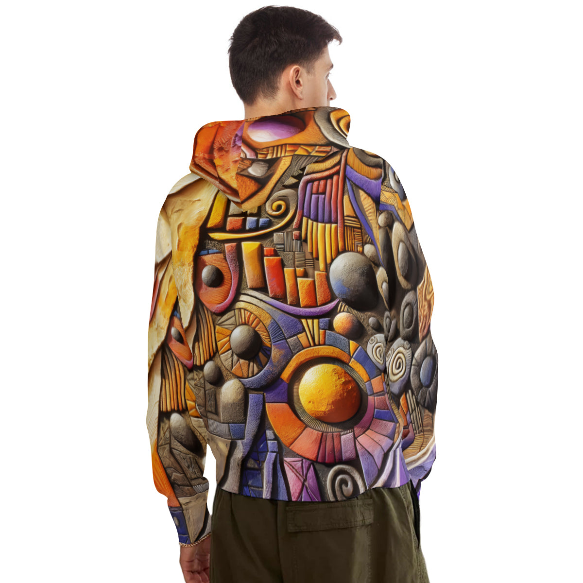 Textured Abstract Men's Adult Hoodie Set (Double-Layer Hood) | Health Fabric