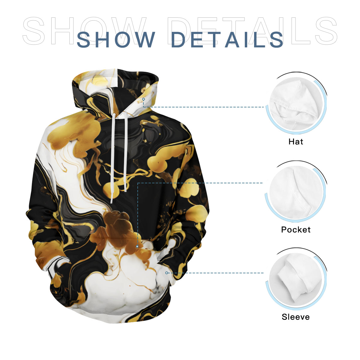 Marble Men's Adult Hoodie Set (Double-Layer Hood) | Health Fabric