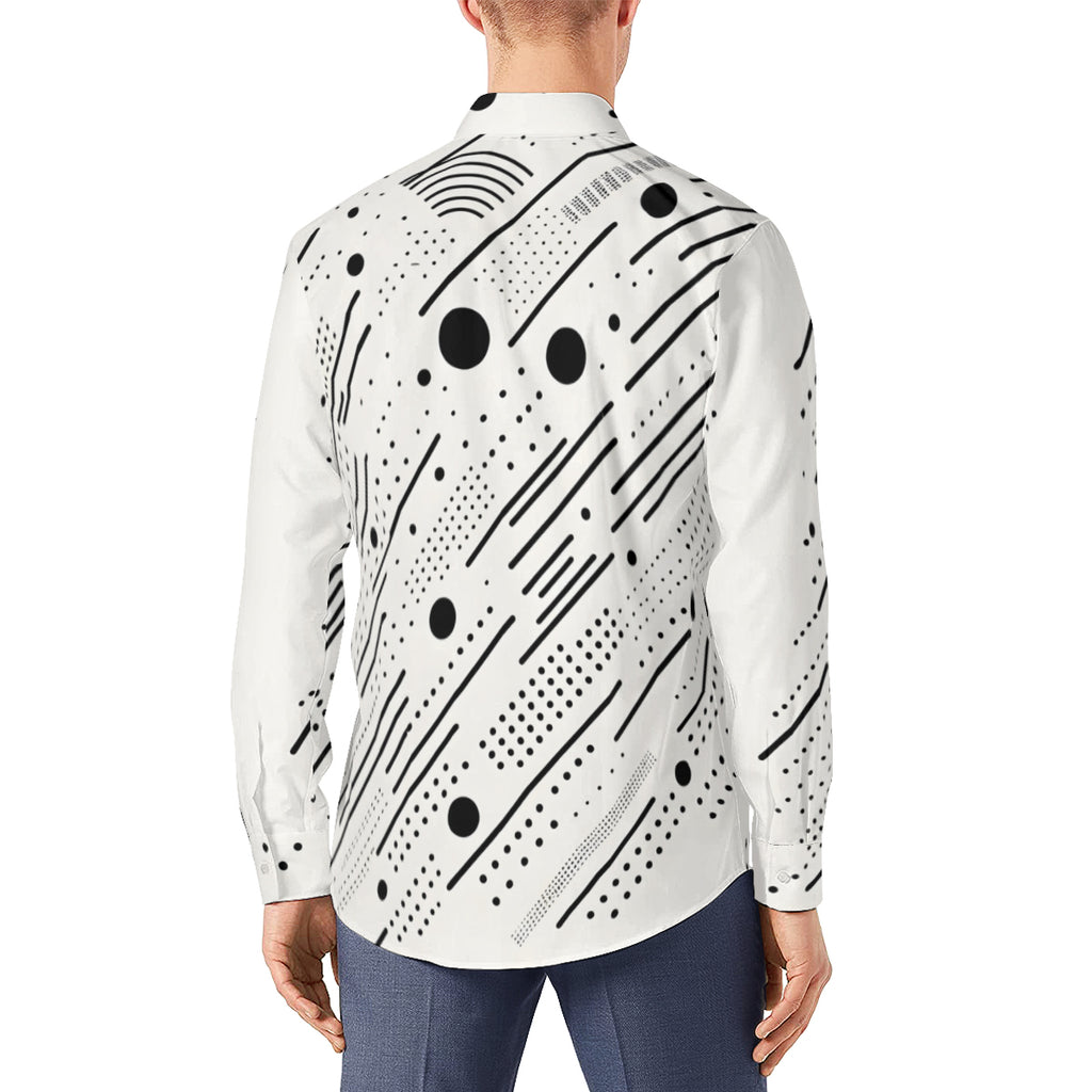Minimalistic Black And White Long Sleeves Men's Shirt