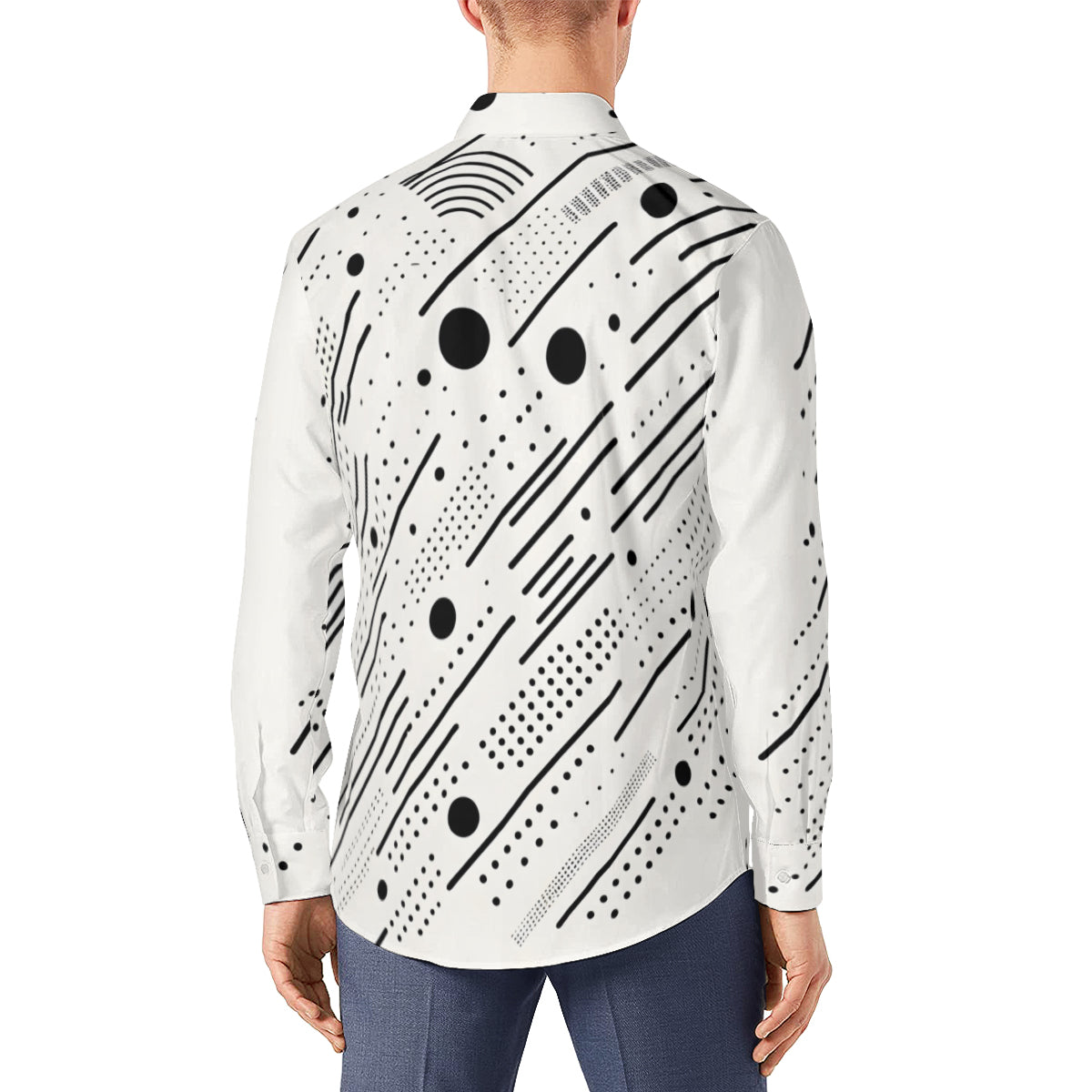 Minimalistic Black And White Long Sleeves Men's Shirt