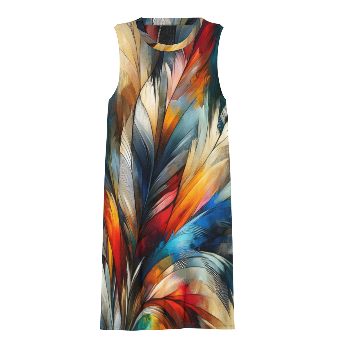 Vibrant Feathers Women's Casual Dress | Polyester