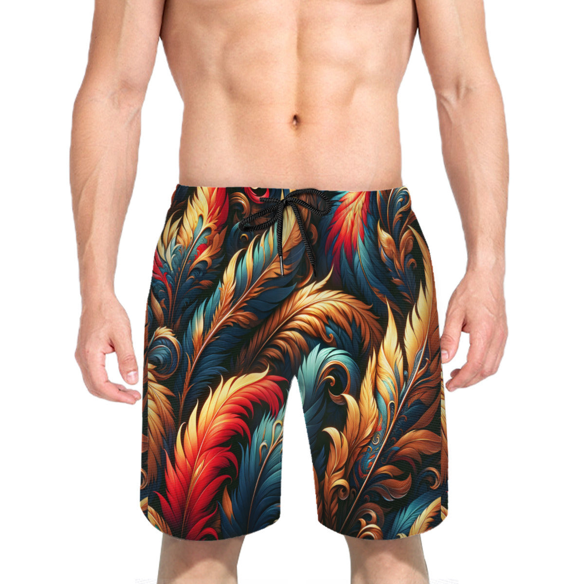 Elegant Feathers Men's Beach Shorts (Not Mesh Lined) | Polyester