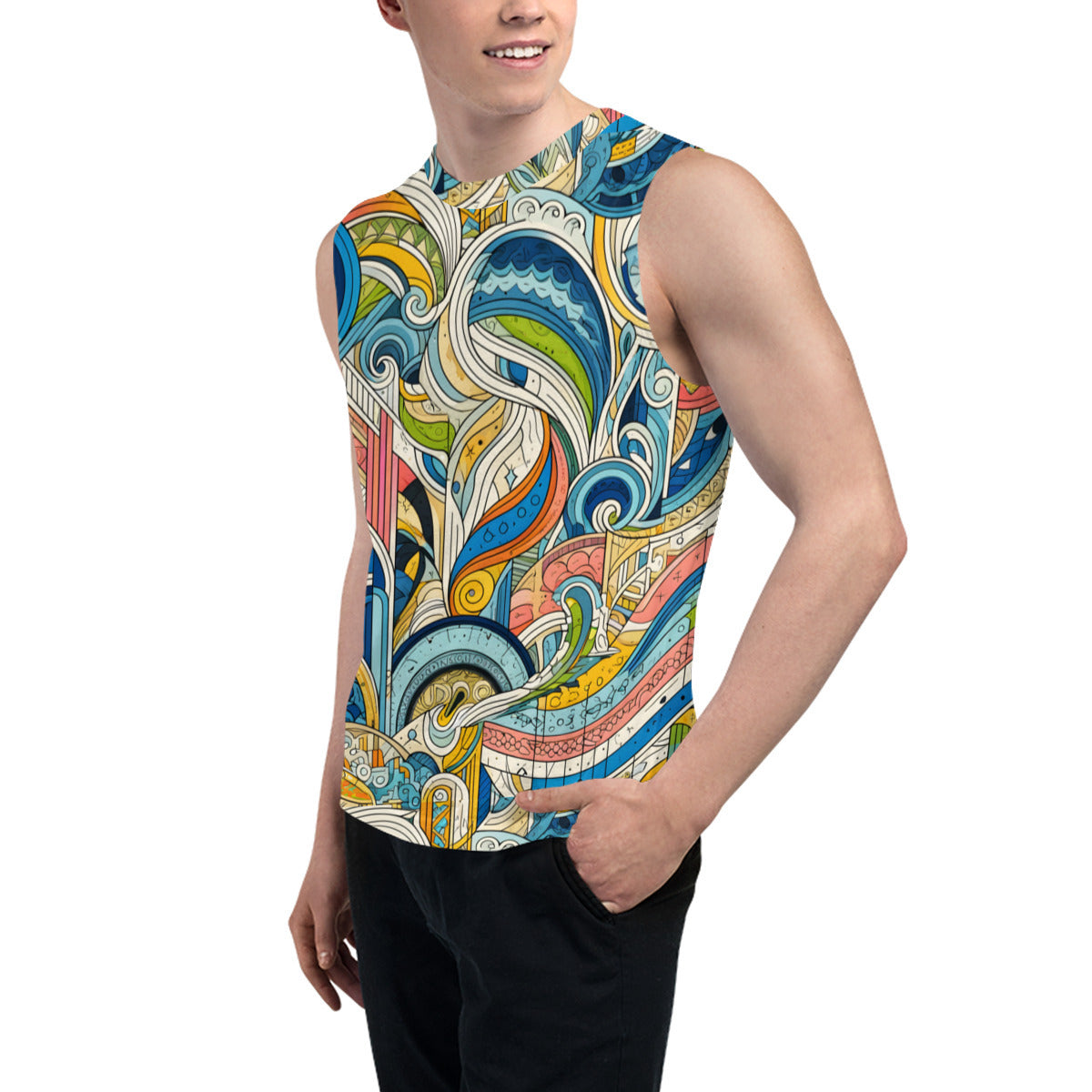 Abstract Floral Men's Sleeveless Vest｜Polyester