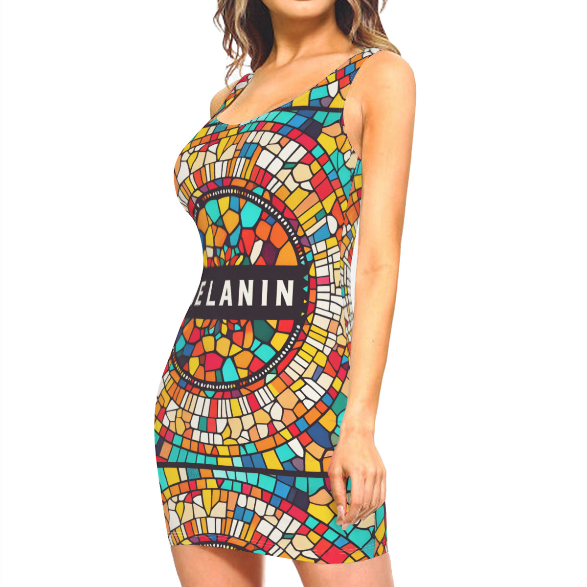 Melanin Afrocentric Women Sleeveless Slim-Fit Euro-Size Tank Slip Dress | Polyester