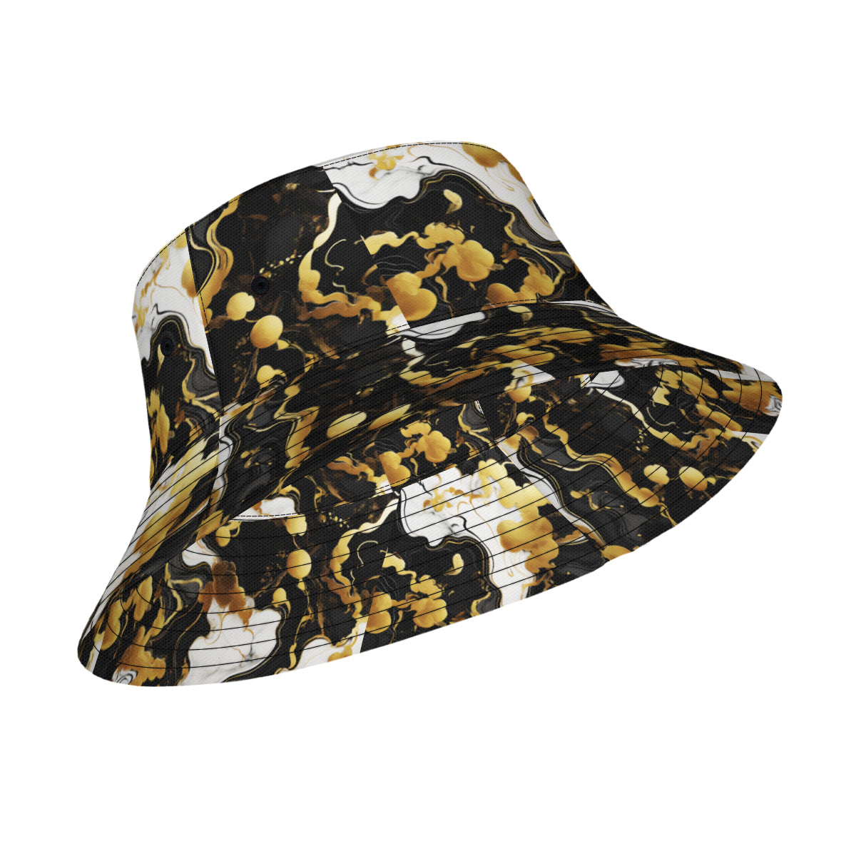 Marble Gold Black Double-Sided Unisex Polyester Bucket Hat