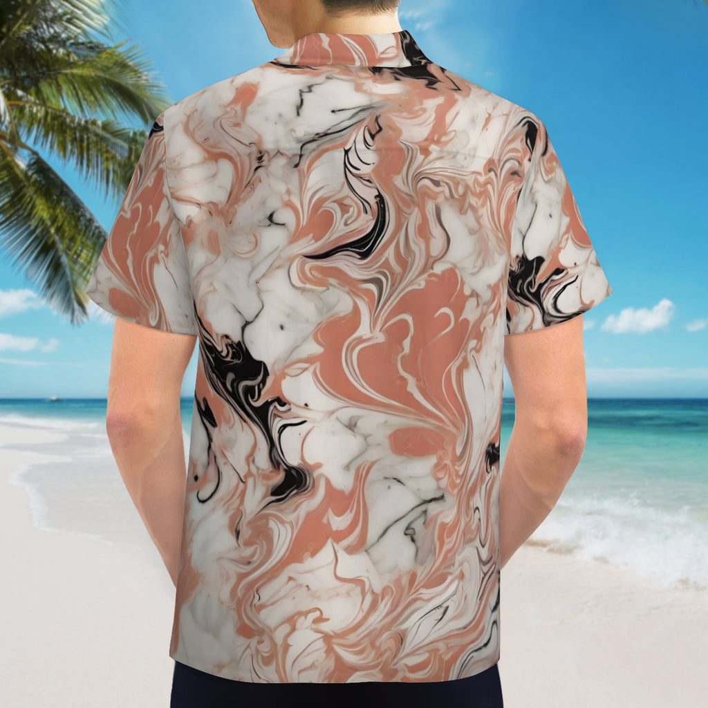 Marble Pattern Short Sleeves Men's Shirt