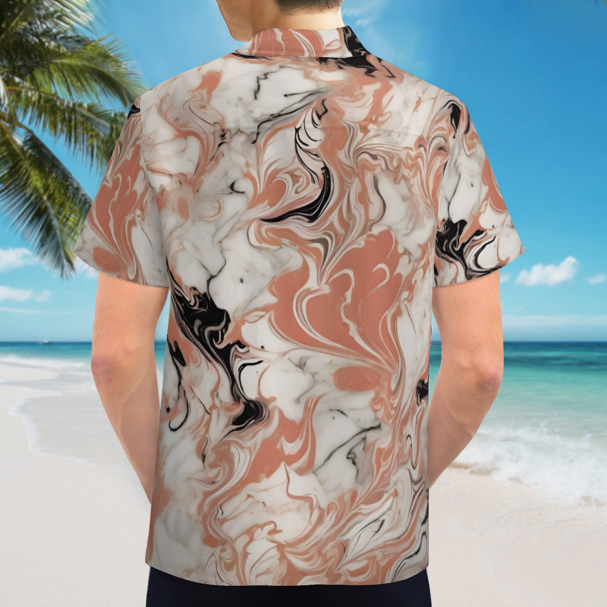 Marble Pattern Short Sleeves Men's Shirt