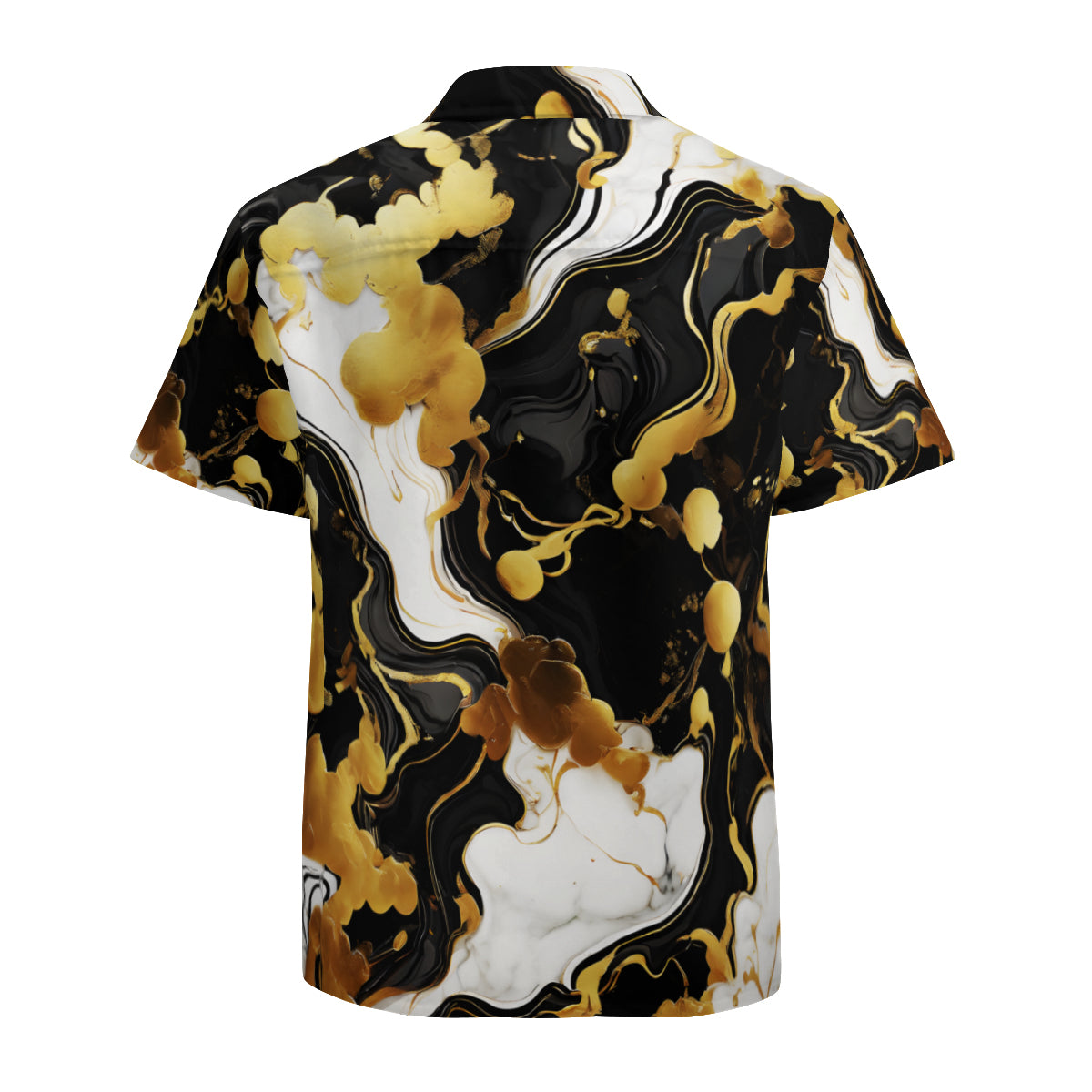 Marble Gold Black Short Sleeves Men's Shirt