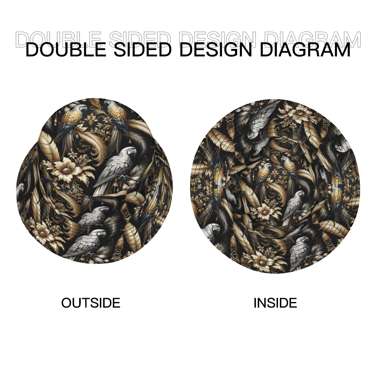 Parrots And Feathers Double-Sided Unisex Polyester Bucket Hat