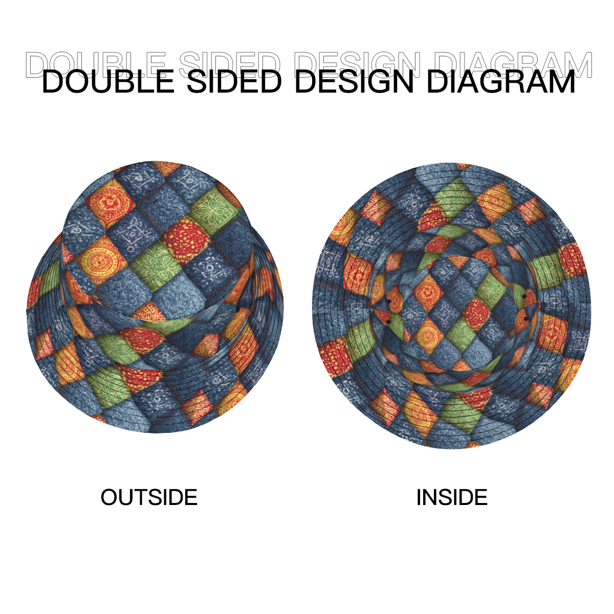 Abstract Denim Double-Sided Unisex Polyester Bucket Hat