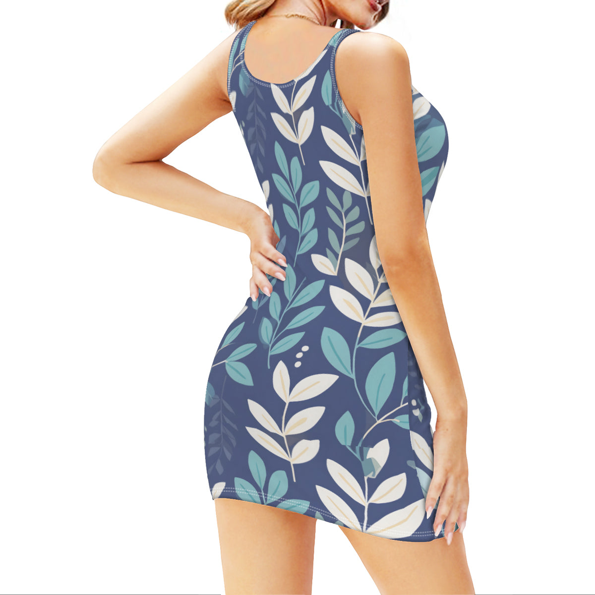 Floral Sleeveless Slim-Fit Euro-Size Tank Slip Dress | Polyester