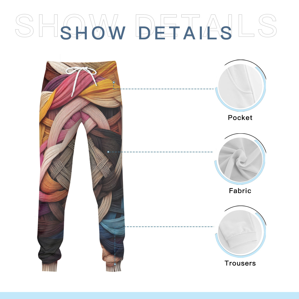 Interwoven Pattern Men's Adult Hoodie Set (Double-Layer Hood) | Health Fabric