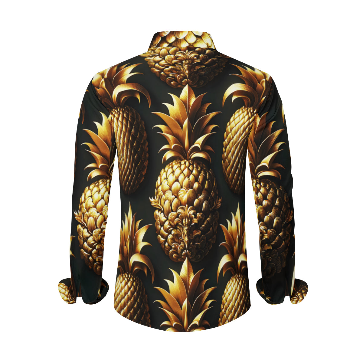 Golden Pineapple Men's Classic Long-Sleeved Shirt | Polyester