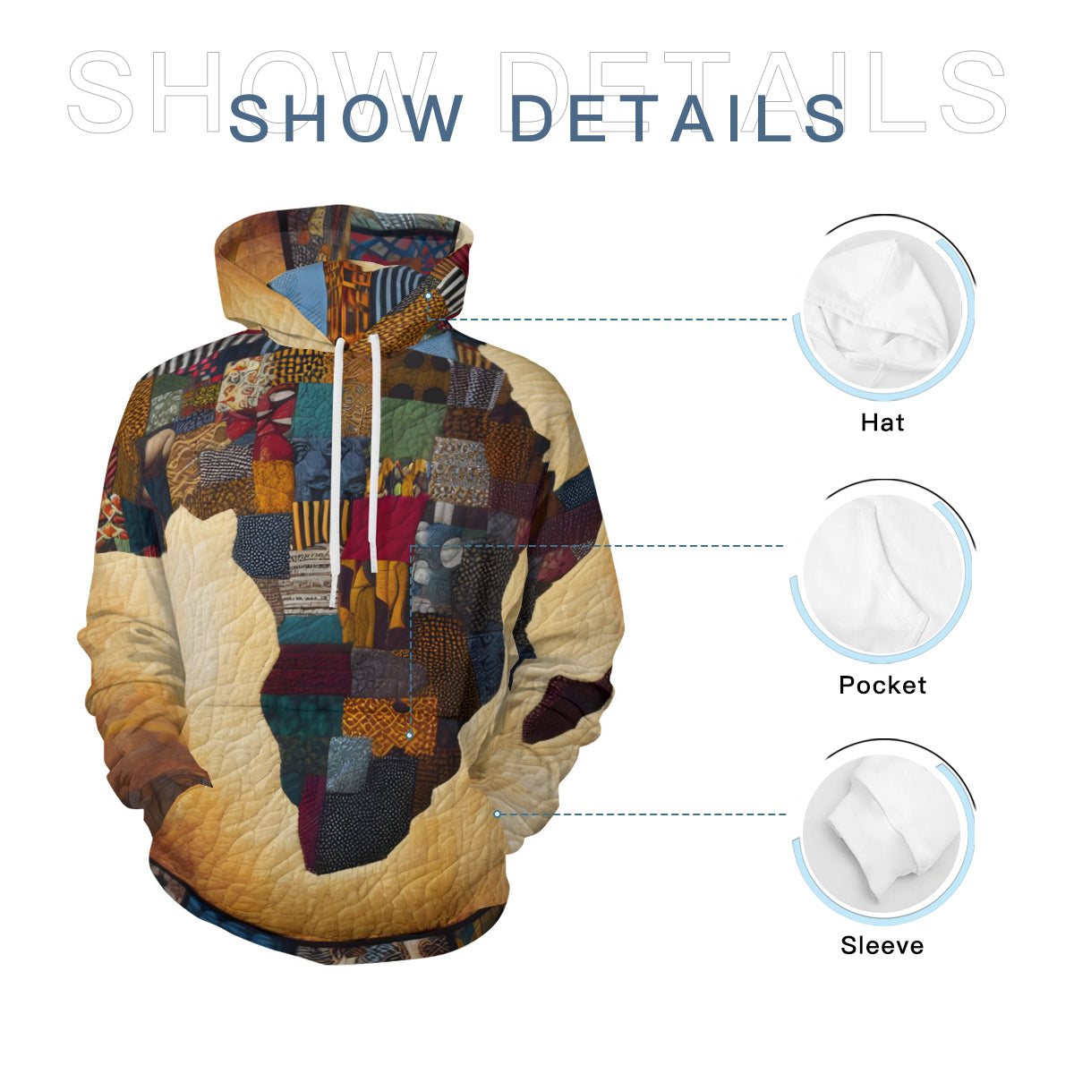 Abstract Africa Men's Adult Hoodie Set (Double-Layer Hood) | Health Fabric