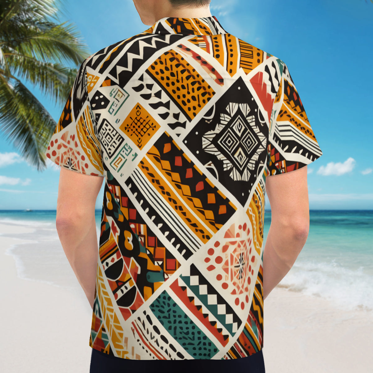 African Pattern Short Sleeves Men's Shirt