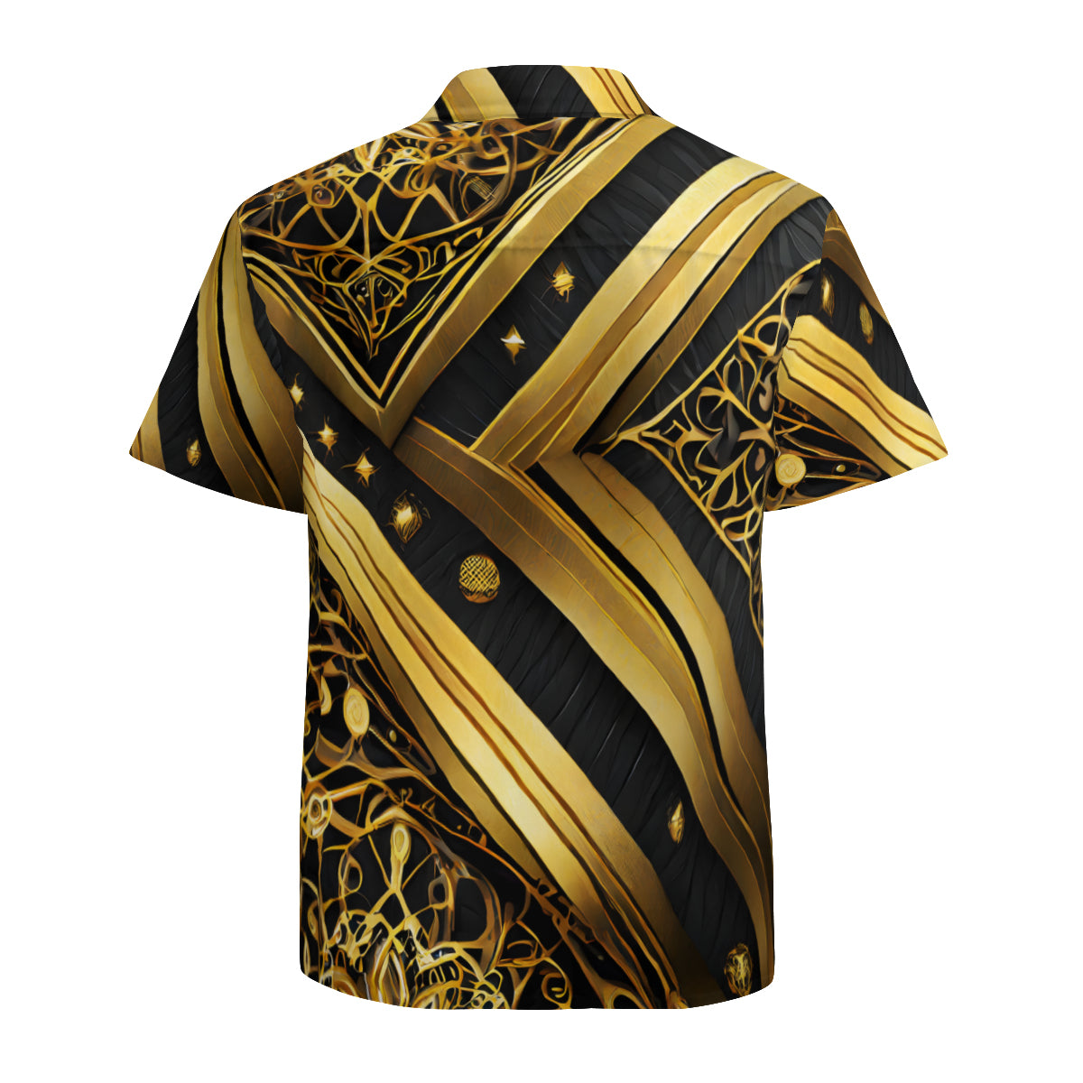 Elegant Black And Gold Short Sleeves Men's Shirt