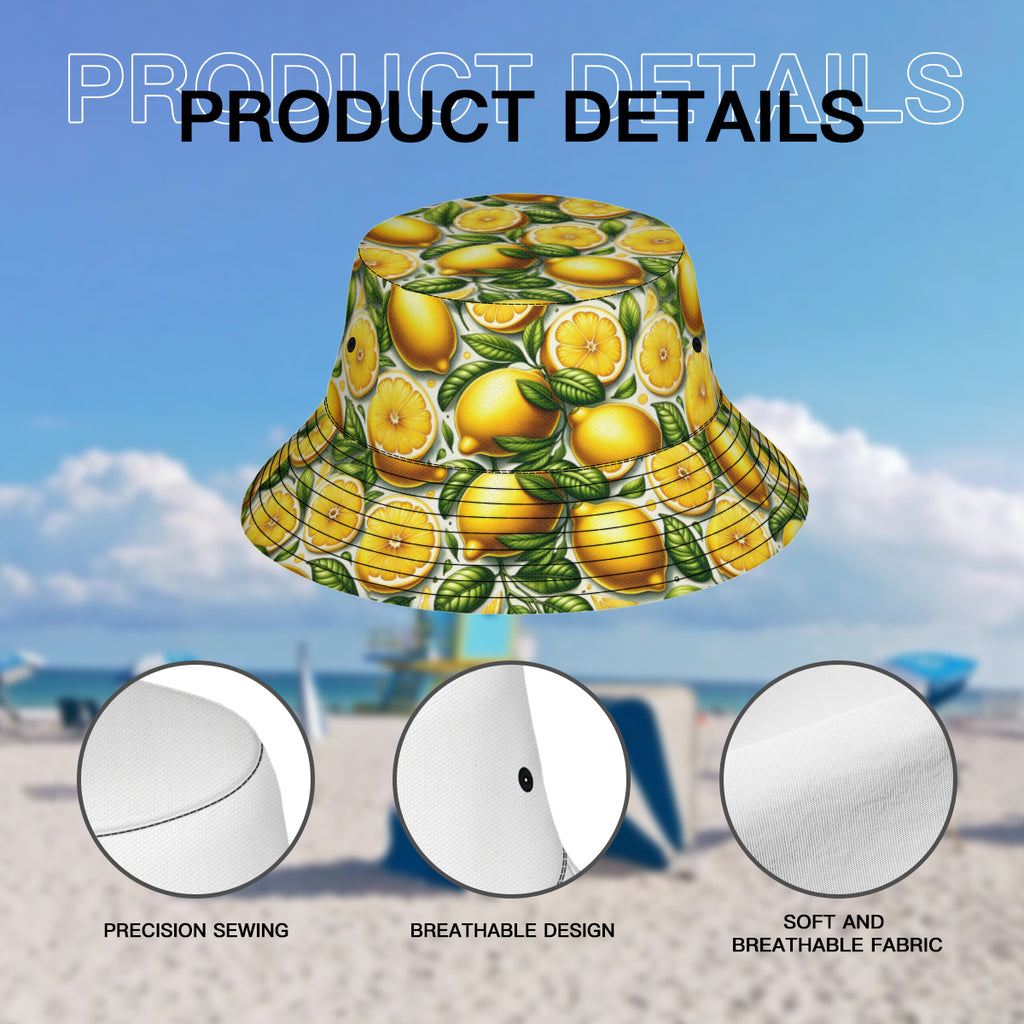 Vibrant Lemon Double-Sided Unisex Polyester Bucket Hat