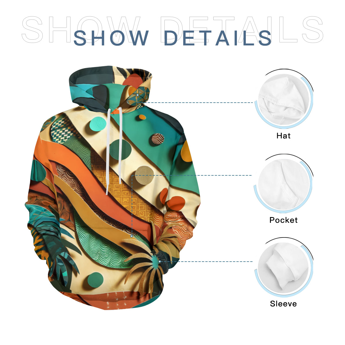 Paper Collage Men's Adult Hoodie Set (Double-Layer Hood) | Health Fabric