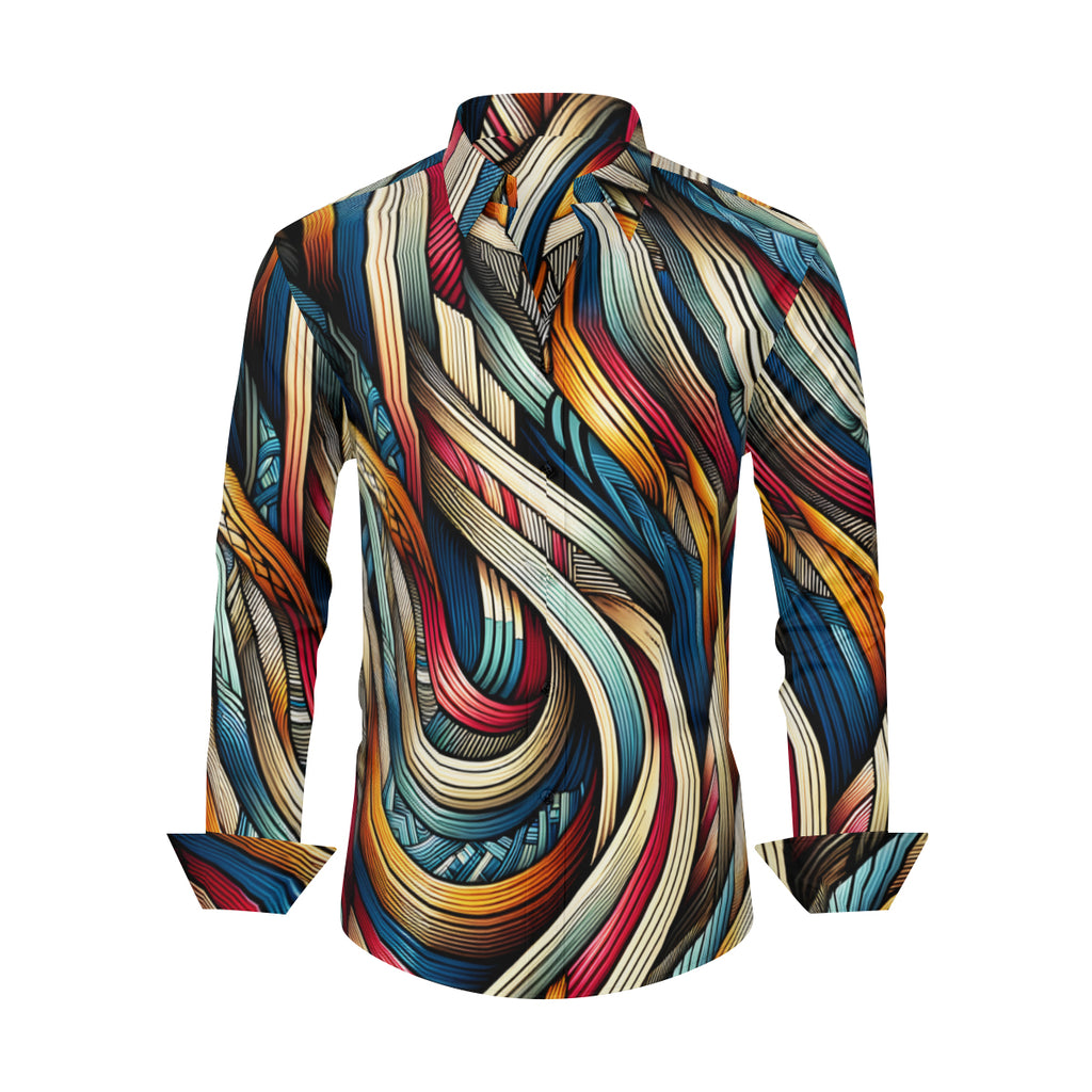 Abstract Men's Classic Long-Sleeved Shirt | Polyester