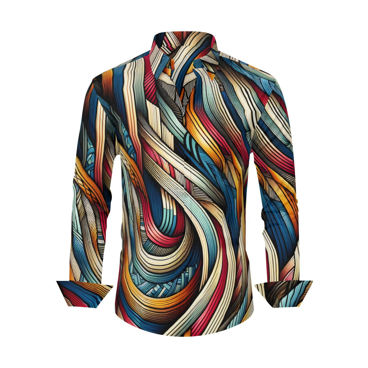 Abstract Men's Classic Long-Sleeved Shirt | Polyester