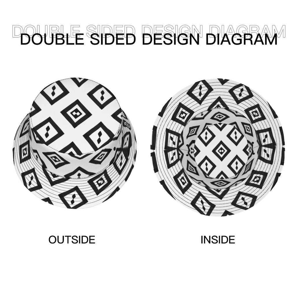 Black And White Double-Sided Unisex Polyester Bucket Hat