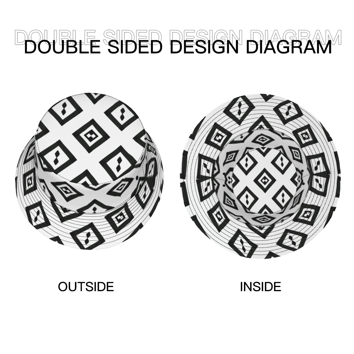 Black And White Double-Sided Unisex Polyester Bucket Hat