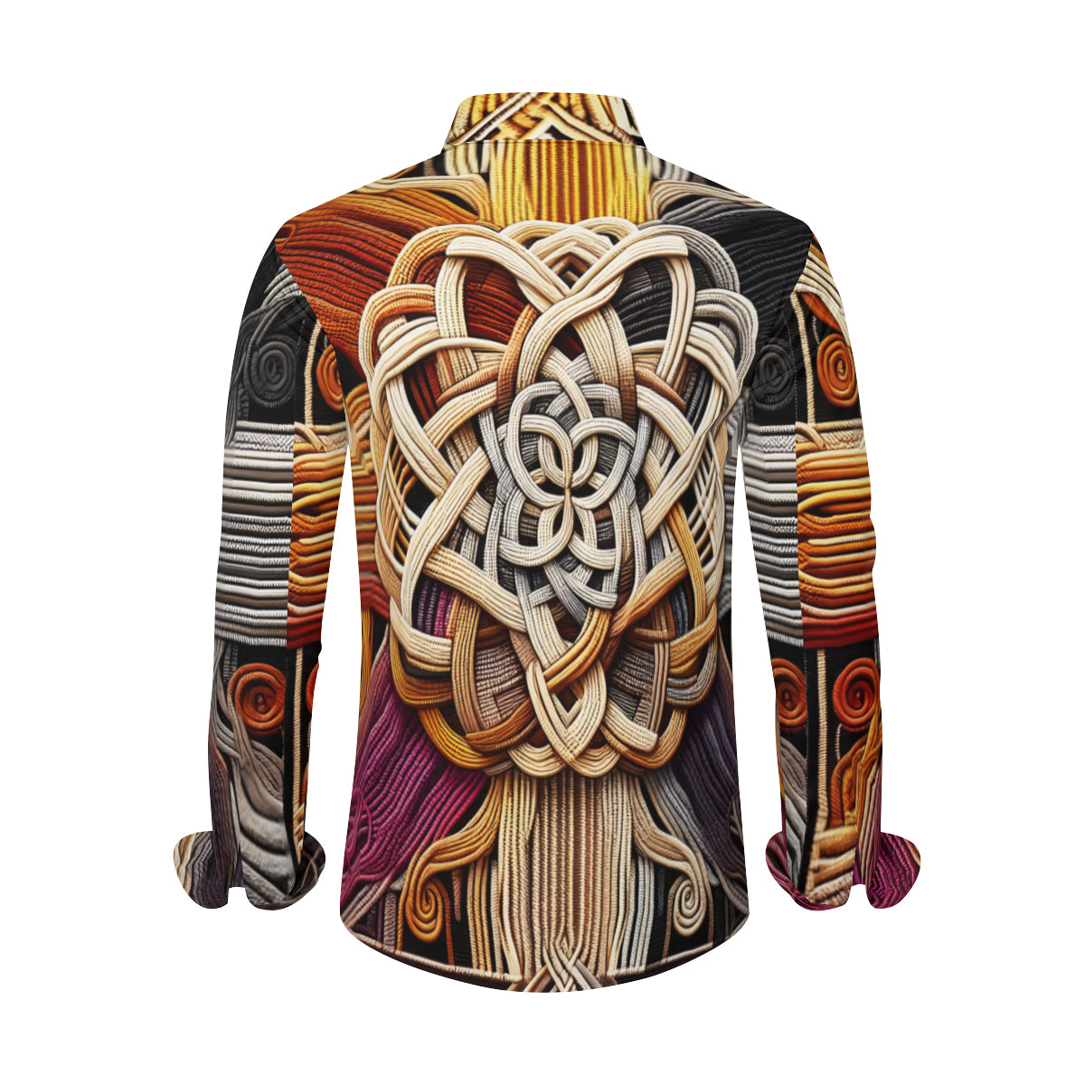 Interwoven Thread Design Men's Classic Long-Sleeved Shirt | Polyester