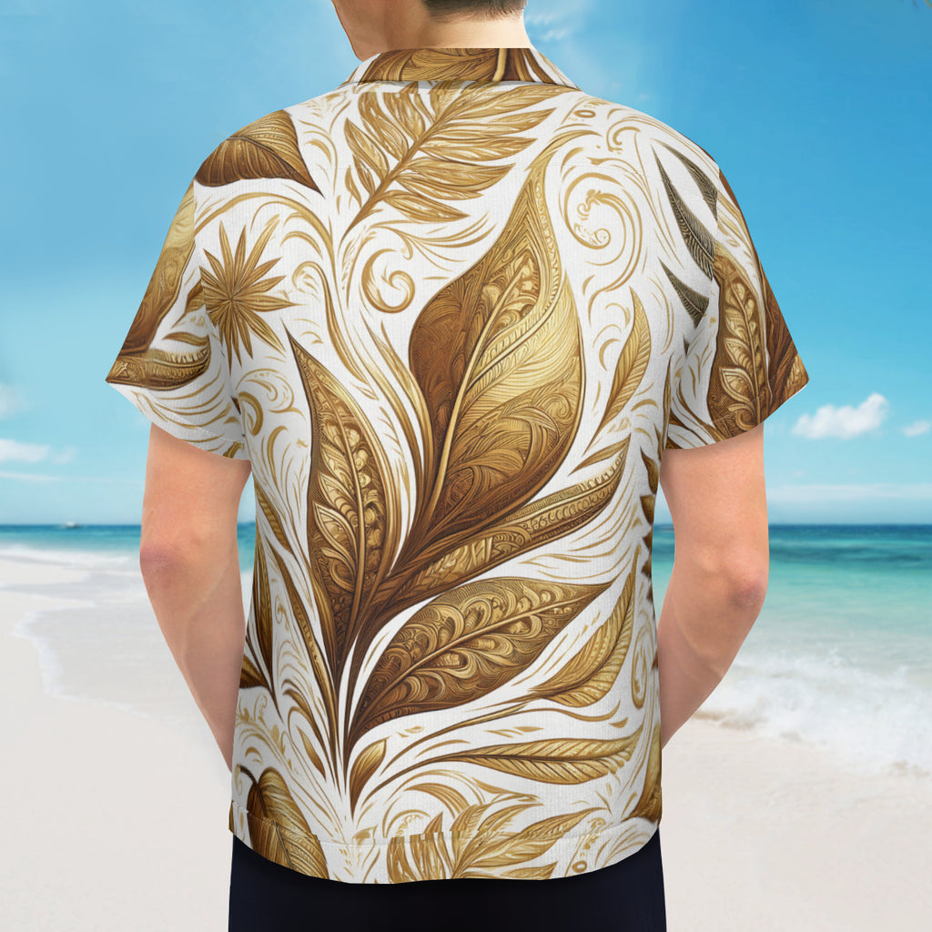 Golden Feathers Men Short Sleeves Shirt