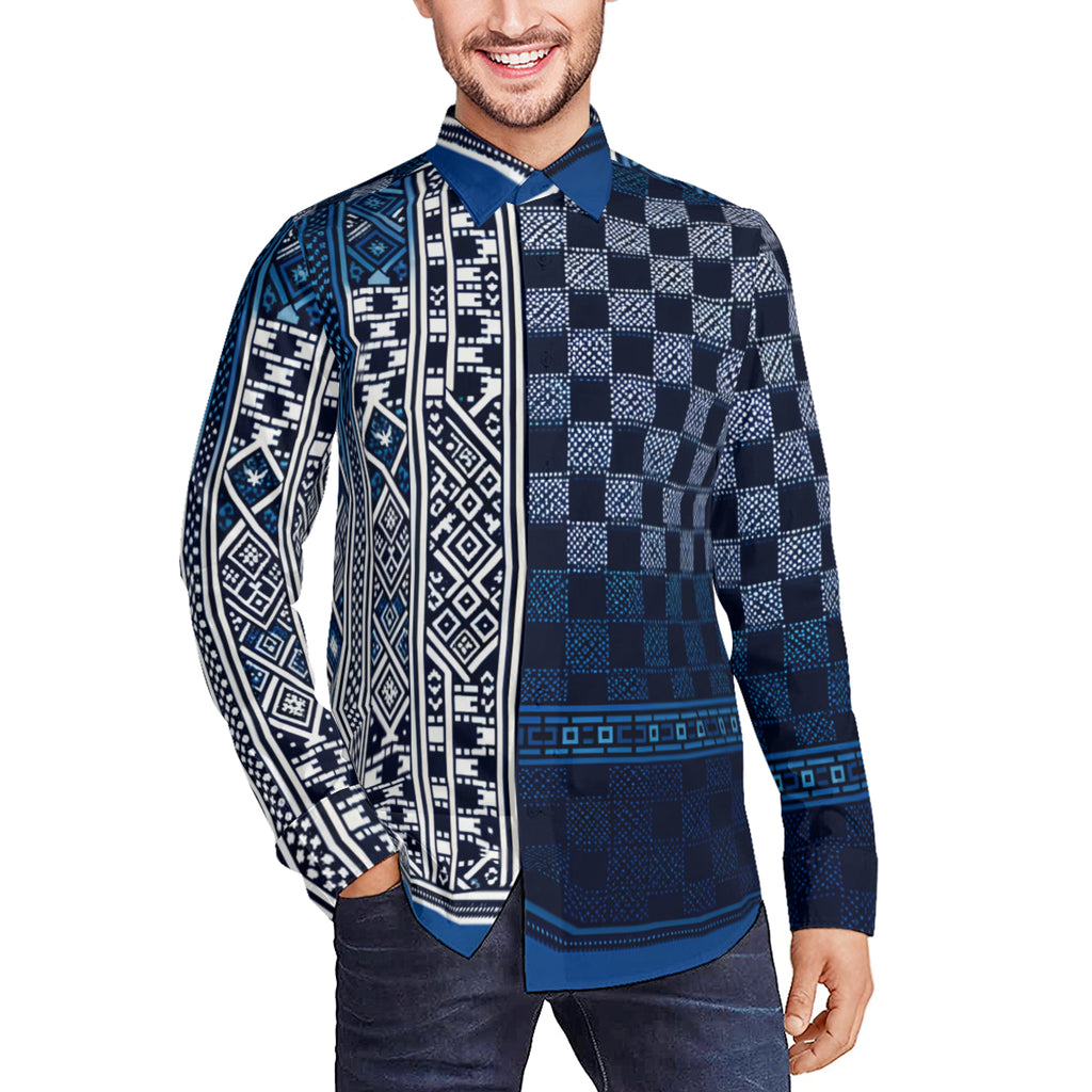 Blue Luxury Long Sleeves Men's Shirt