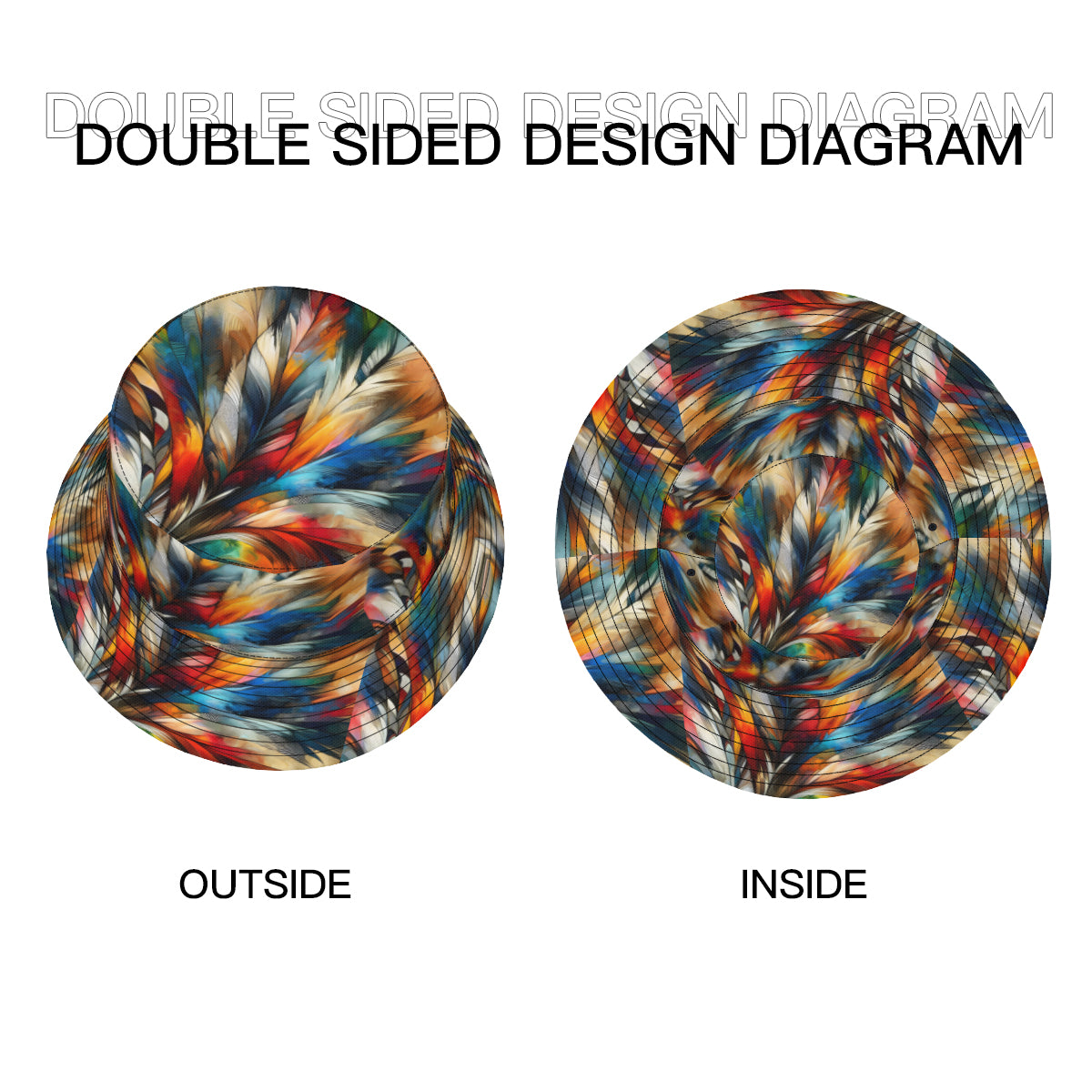 Abstract Feathers Double-Sided Unisex Polyester Bucket Hat