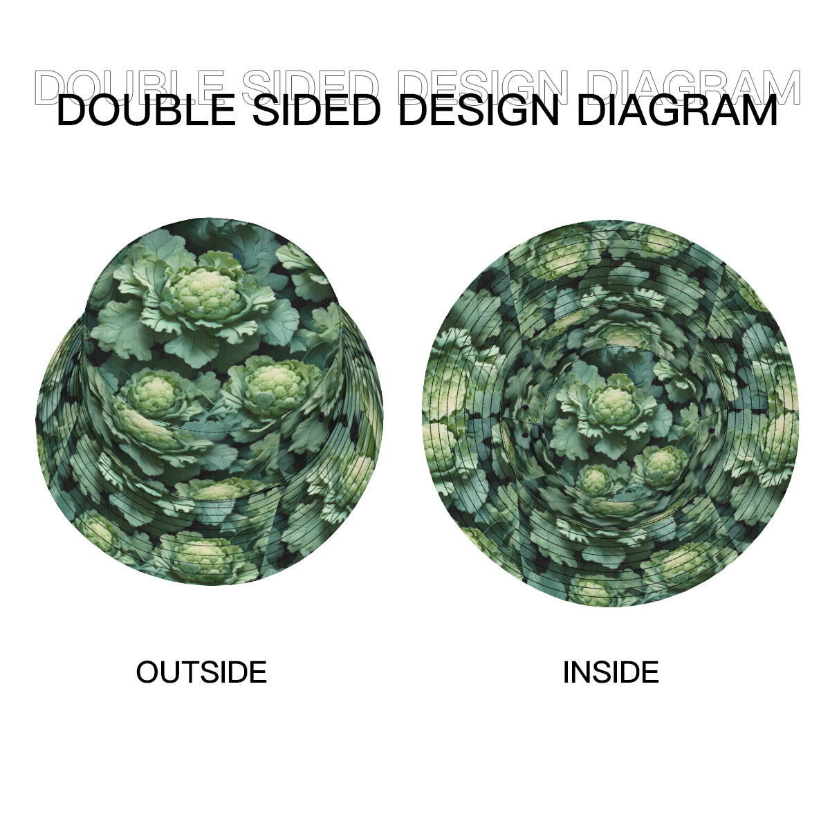 Brocoli Double-Sided Unisex Polyester Bucket Hat