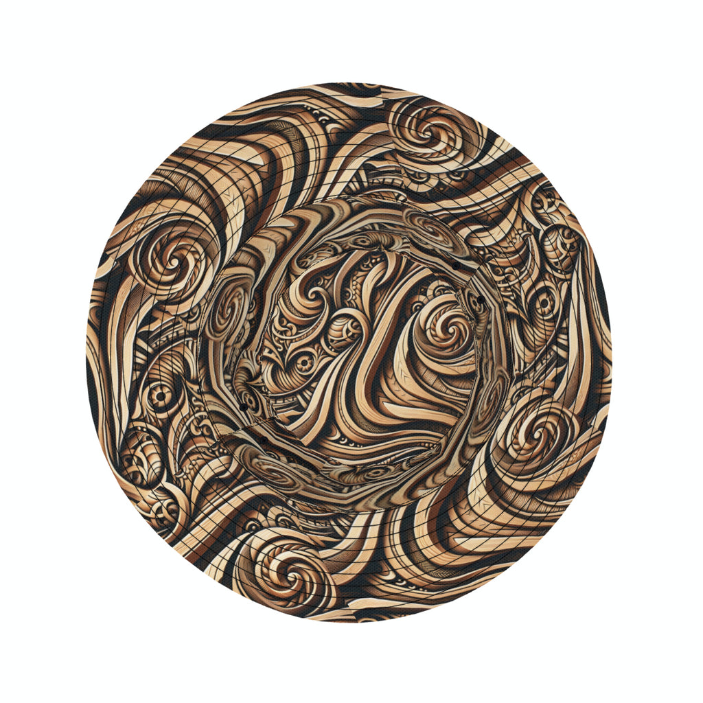 Abstract Wooden Pattern Double-Sided Unisex Polyester Bucket Hat
