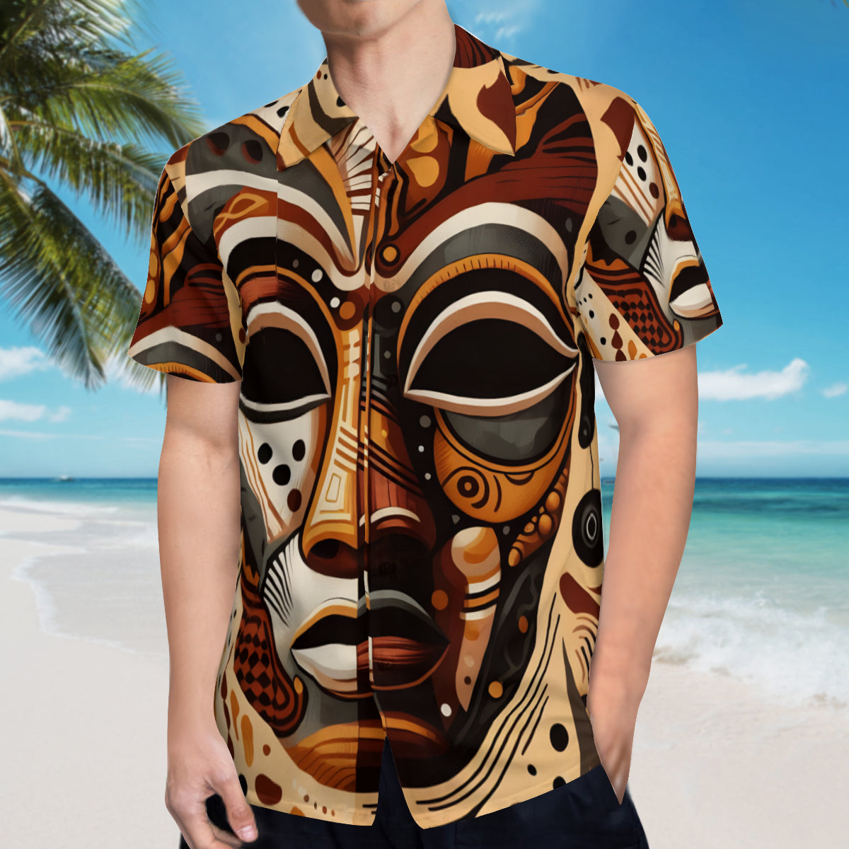 African Mask Short Sleeves Men's Shirt