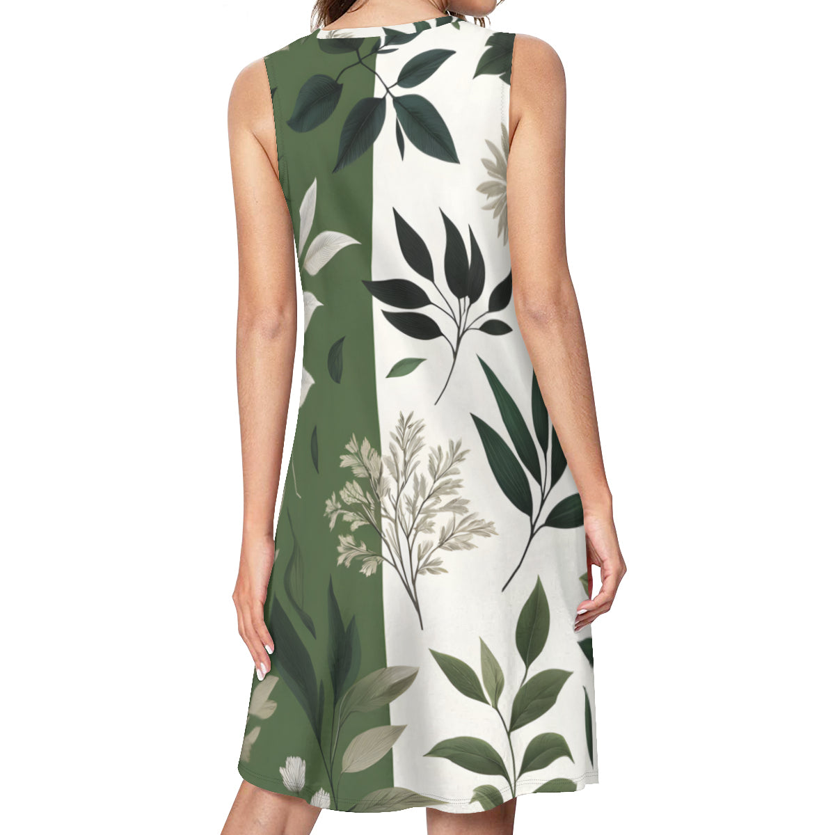 Green Floral Women's Casual Dress | Polyester