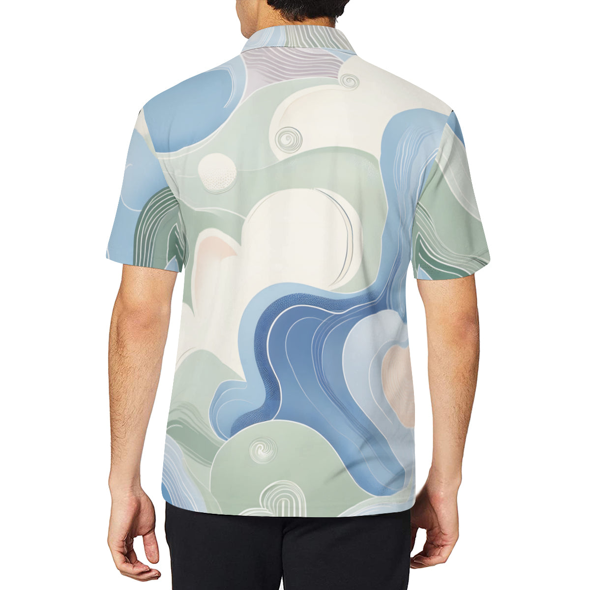 Abstract Floral Men's Premium European Size POLO Shirt | 95% Polyester+5% Spandex