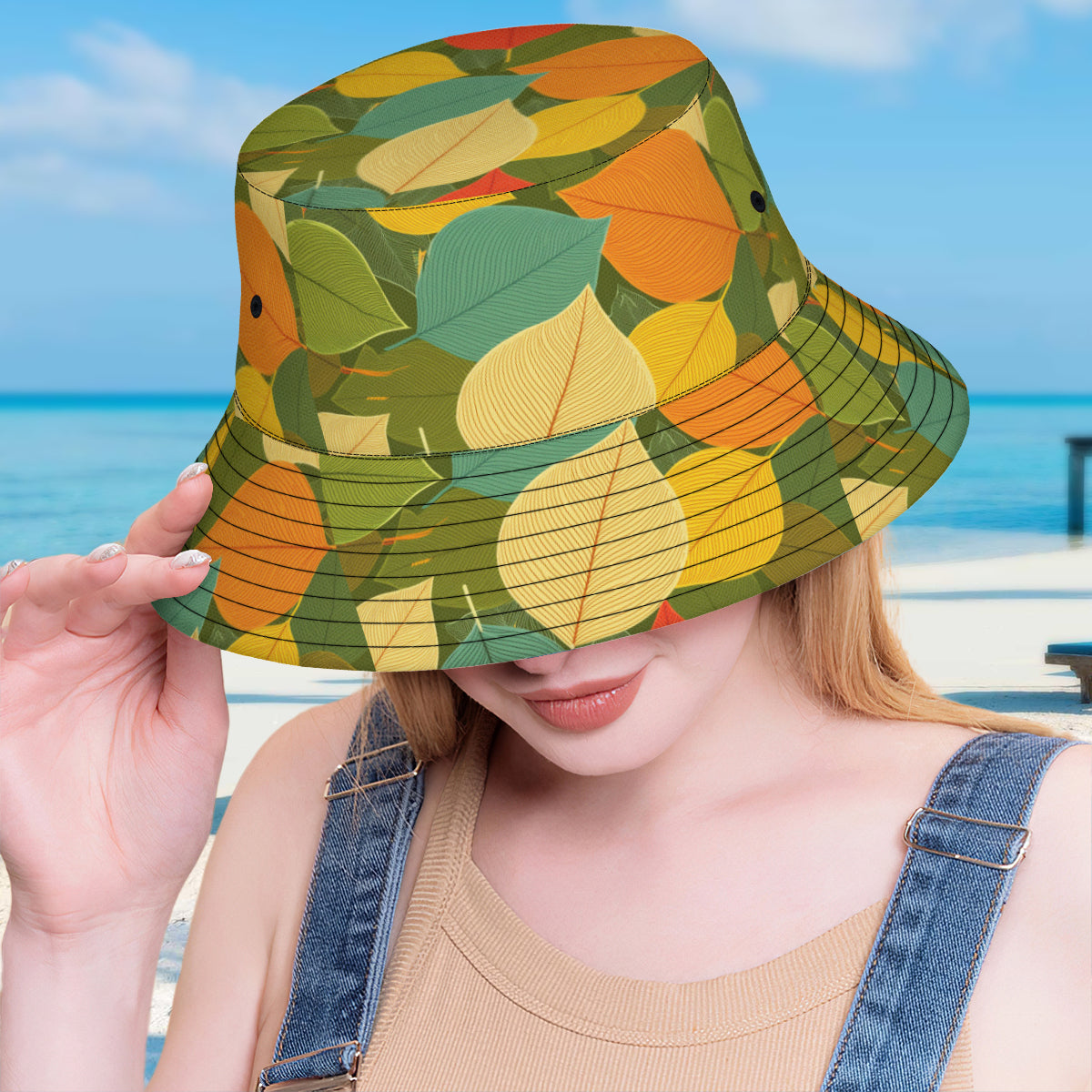 Autumn Floral Double-Sided Unisex Polyester Bucket Hat
