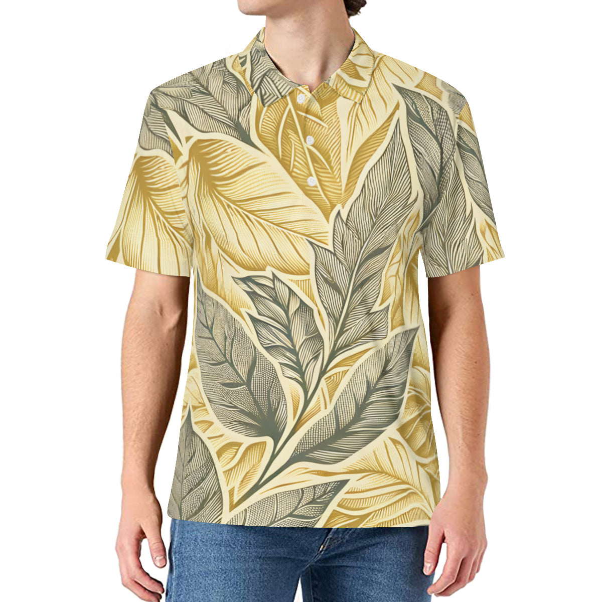 Golden Leaves Men's Premium European Size POLO Shirt | 95% Polyester+5% Spandex