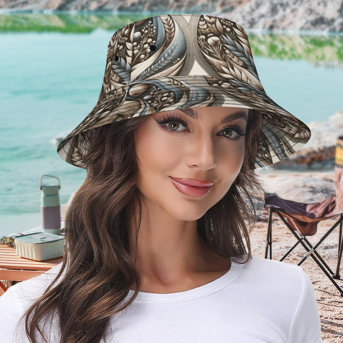 Abstract Floral Double-Sided Unisex Polyester Bucket Hat