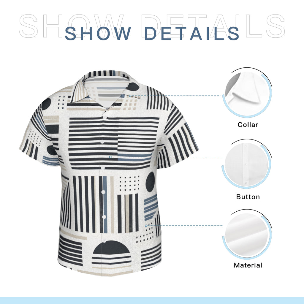 Minimalistic Black And White Short Sleeves Men's Shirt
