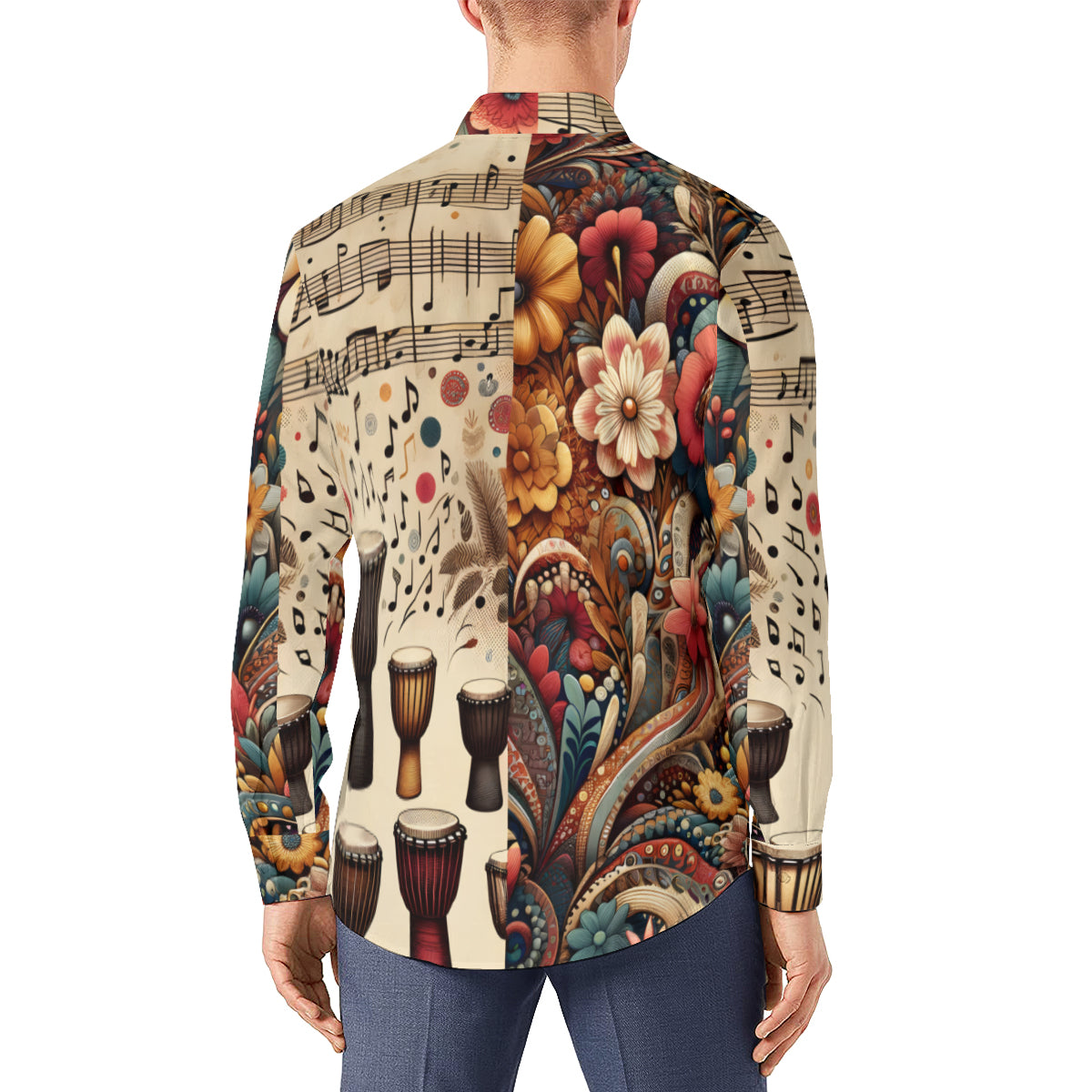 Musical Floral Long Sleeves Men's Shirt