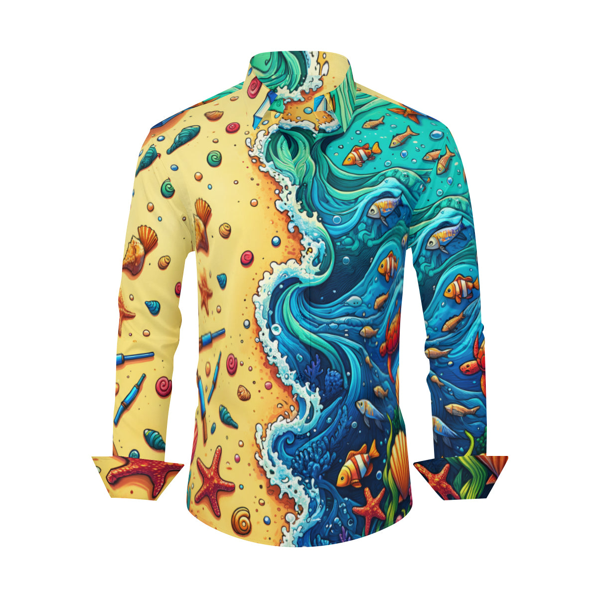 Beach And Ocean Long Sleeves Men's Shirt