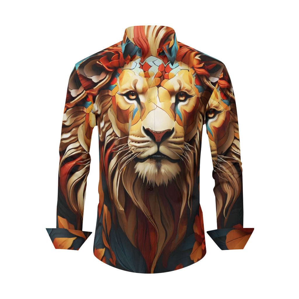 Lion Men's Classic Long-Sleeved Shirt | Polyester