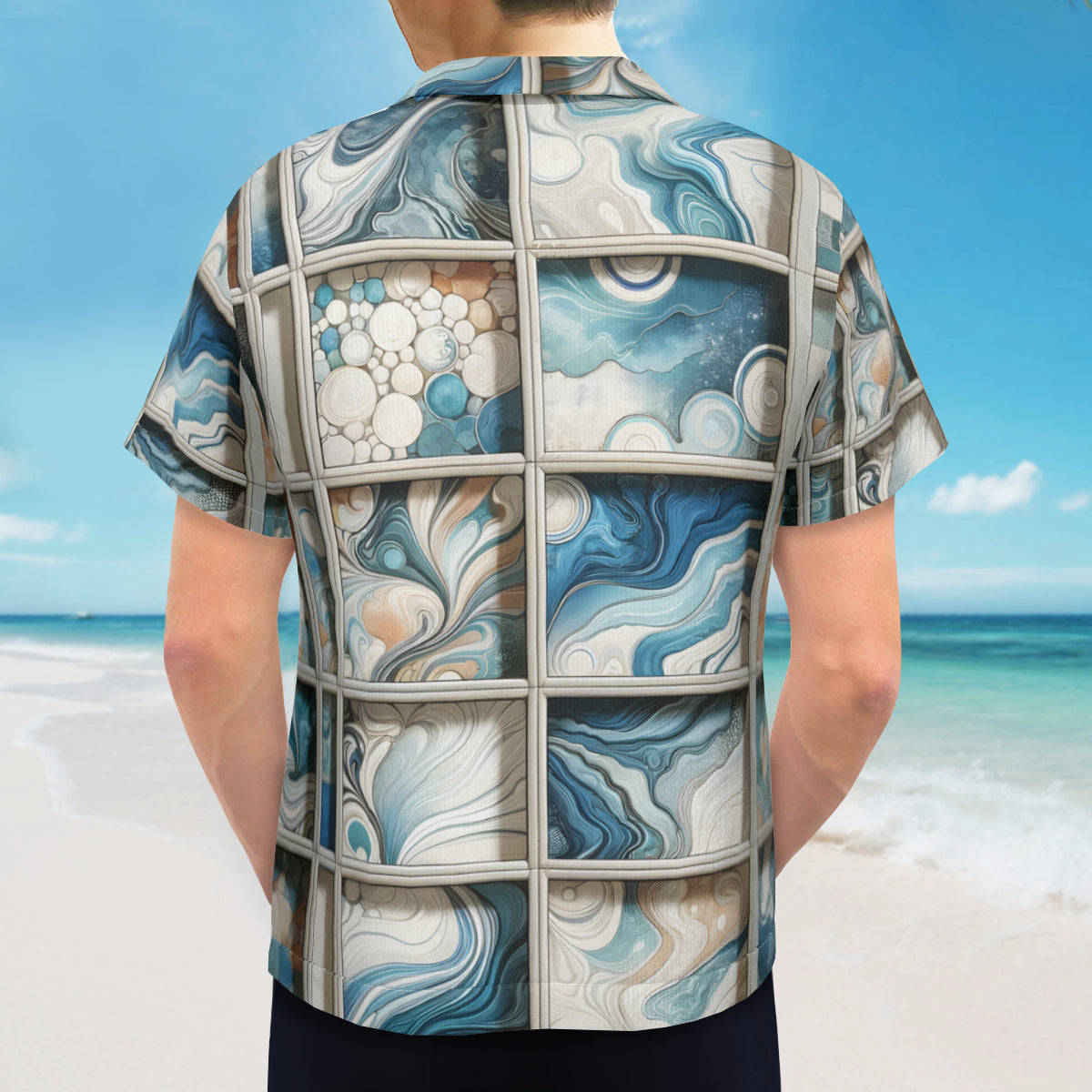 Window Pane Short Sleeves Men's Shirt